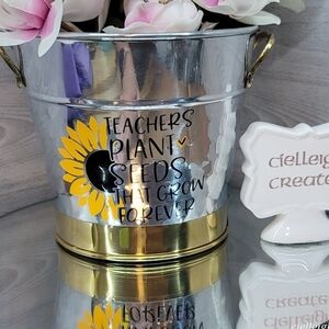 Teacher Gift - Galvanized Bucket/plant pot